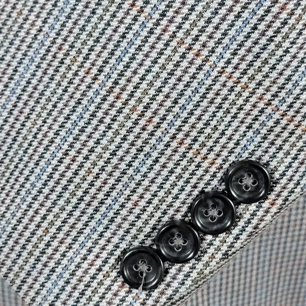Jones New York Men's Sport Coat Three Button Gray Houndstooth Silk Wool Size 40L